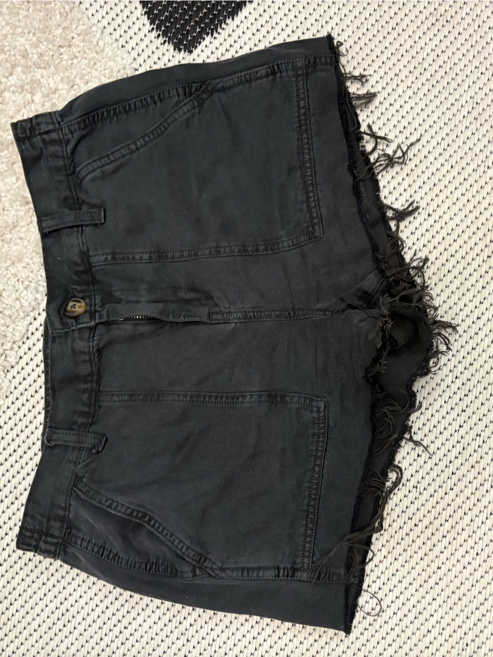aerie Black Frayed Hem High-Rise Shorts